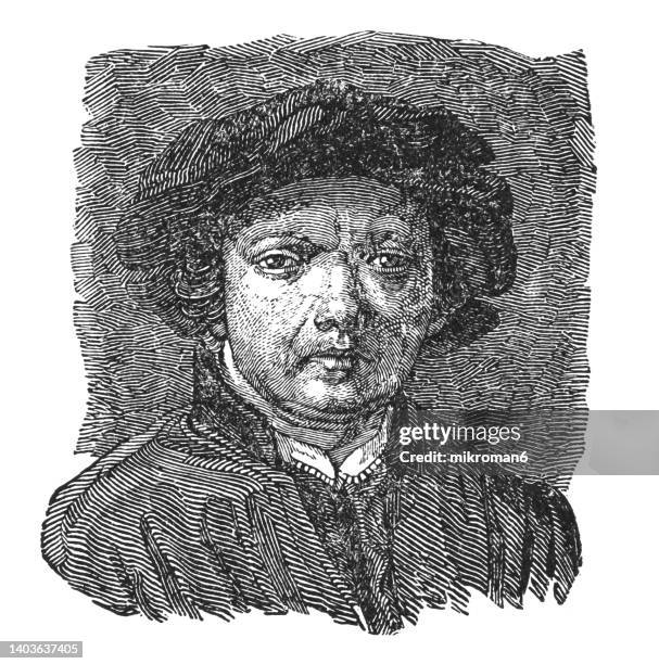 portrait of rembrandt harmenszoon van rijn, dutch painter, - rembrandt artista fotografías e imágenes de stock