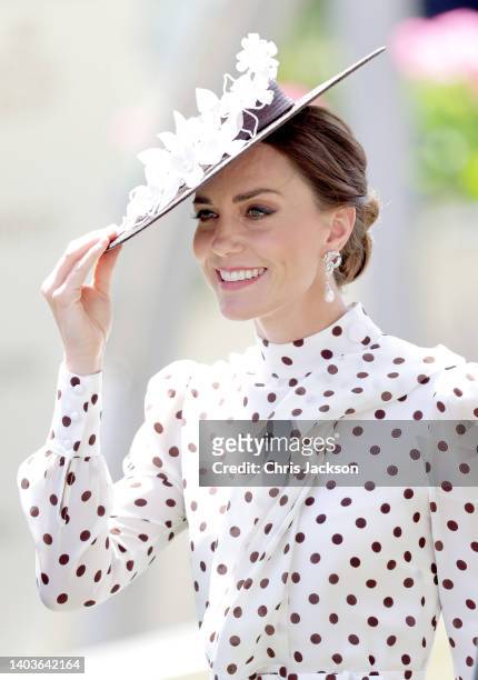 Catherine, Duchess of Cambridge in the parade ring during Royal Ascot 2022 at Ascot Racecourse on June 17, 2022 in Ascot, England.