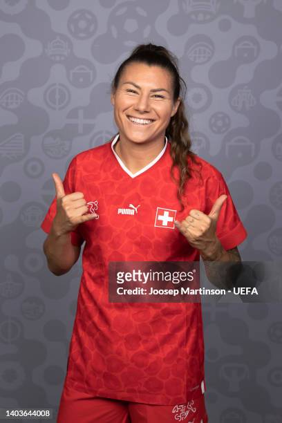 Ramona Bachmann of Switzerland poses for a portrait during the official UEFA Women's EURO 2022 portrait session on June 17, 2022 in...