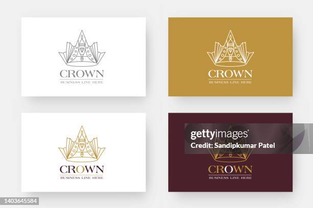 ilustraciones, imágenes clip art, dibujos animados e iconos de stock de imagen lineal original de la corona. emblema vectorial aislado. ilustración en estilo plano simple. - reina persona de la realeza