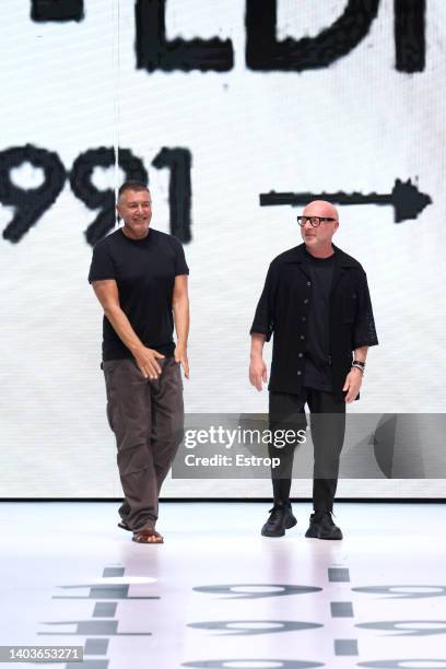 Fashion designers Stefano Dolce & Domenico Gabbanaat the runway at the Dolce & Gabbana fashion show during the Milan Fashion Week S/S 2023 on June...