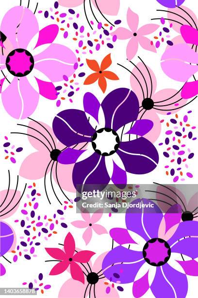 blossoming - violet flower stock illustrations