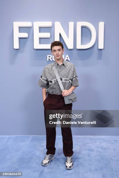 Noah Schnapp attends the Fendi Fashion Show during Milan Men's Fashion Week on June 18, 2022 in Milan, Italy.