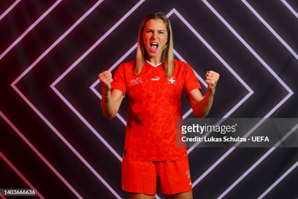 Ana-Maria Crnogorcevic of Switzerland poses for a portrait during the official UEFA Women's EURO 2022 portrait session on June 17, 2022 in...