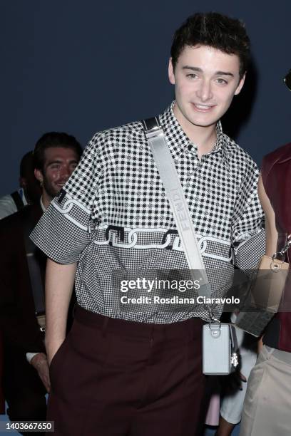 Noah Schnapp is seen on the front row at the Fendi fashion show during the Milan Fashion Week S/S 2023 on June 18, 2022 in Milan, Italy.