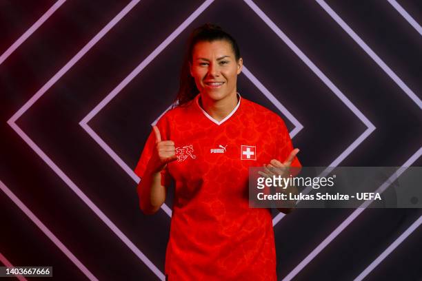 Ramona Bachmann of Switzerland poses for a portrait during the official UEFA Women's EURO 2022 portrait session on June 17, 2022 in...