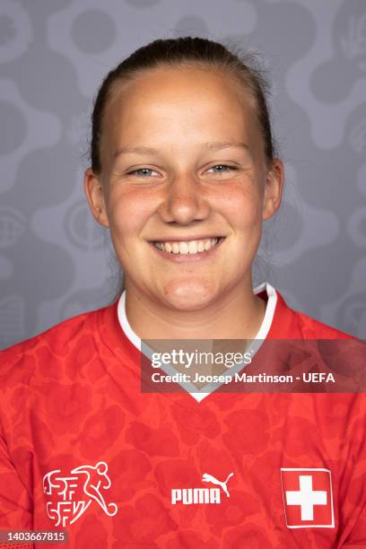 Malin Gut of Switzerland poses for a portrait during the official UEFA Women's EURO 2022 portrait session on June 17, 2022 in Rheda-Wiedenbruck,...