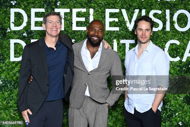 David DiGilio, Antoine Fuqua, and Taylor Kitsch attend The "The Terminal List" Photocall as part of the 61st Monte Carlo TV Festival at the Grimaldi...