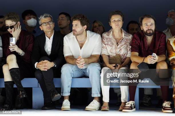 Zico, CEO of Fendi Serge Brunschwig, Édgar Ramírez, Valerie Brunschwig and Francesco Vezzoli attend the Fendi Fashion Show during Milan Men's Fashion...