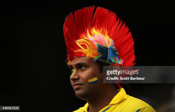 Sri Lankan supporter looks on during the One Day International match between Australia and Sri Lanka at Melbourne Cricket Ground on March 2, 2012 in...