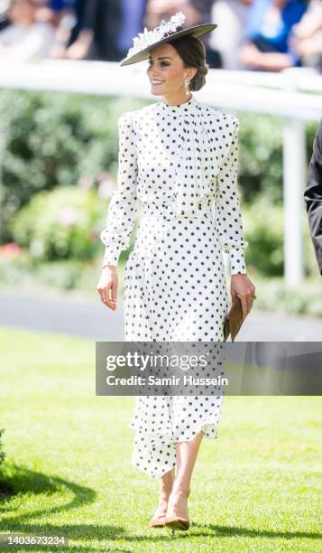 Catherine, Duchess of Cambridge attends Royal Ascot at Ascot Racecourse on June 17, 2022 in Ascot, England.