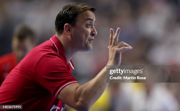 Ilic Momir, head coach of Telekom Veszprem reacts during the EHF Champions League Final4 Men second semi final match between Telekom Veszprem HC and...