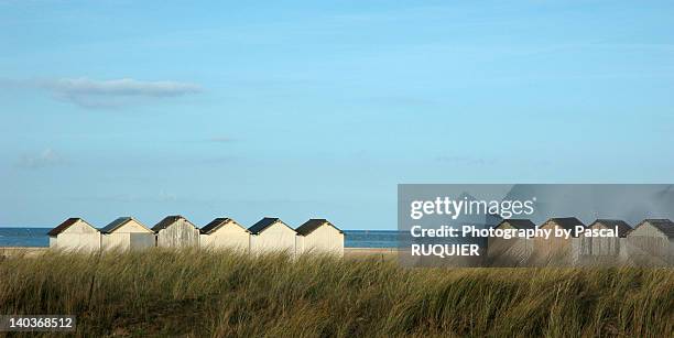 cabanons de plage - ouistreham stock-fotos und bilder