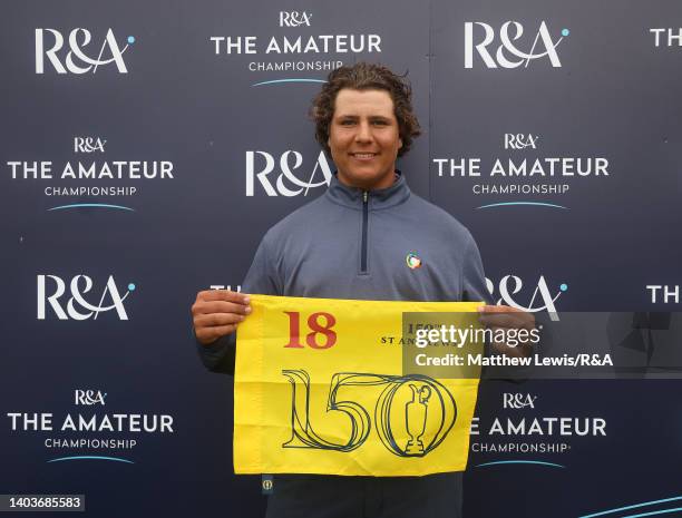 Aldrich Potgieter of South Africa pictured after winning the R&A Amateur Championship and qualified to play in the 150th Open during the Final of day...