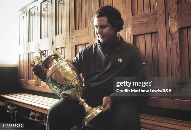 Aldrich Potgieter of South Africa pictured after winning the R&A Amateur Championship during the Final of day six of the R&A Amateur Championship at...