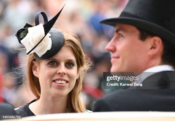 Princess Beatrice and Edoardo Mapelli Mozzi attend day 5 of Royal Ascot at Ascot Racecourse on June 18, 2022 in Ascot, England.