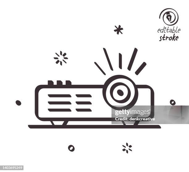 stockillustraties, clipart, cartoons en iconen met playful line illustration for projector lens - projection equipment