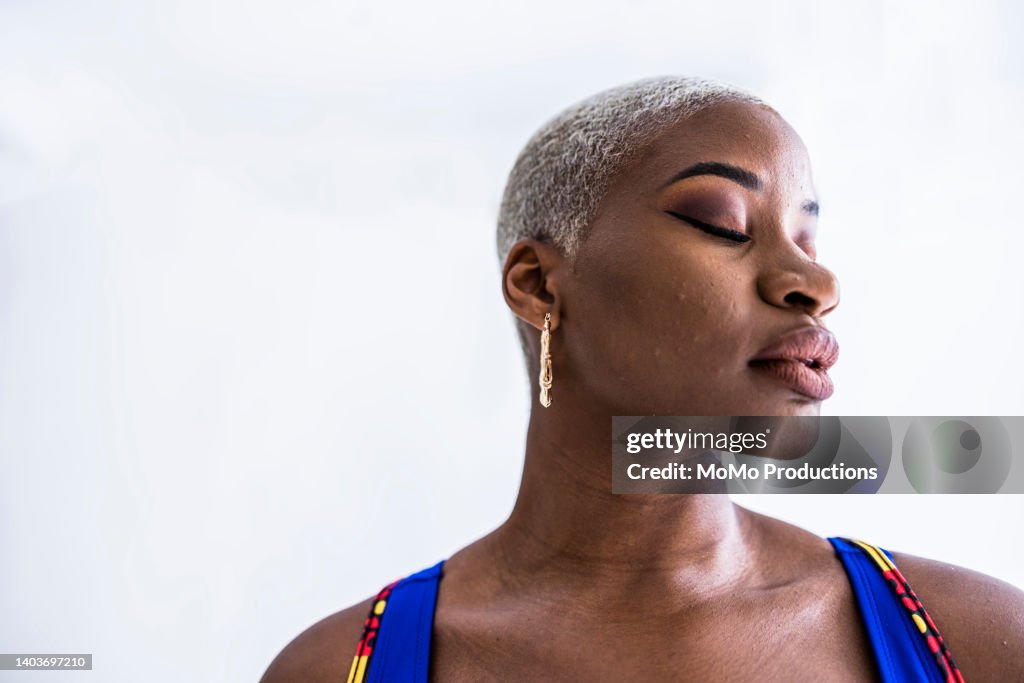 Studio portrait of fashionable female professional dancer