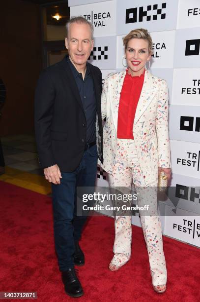 Bob Odenkirk and Rhea Seehorn attend the screening of the mid-season premiere episode of the final season of "Better Call Saul" during the 2022...