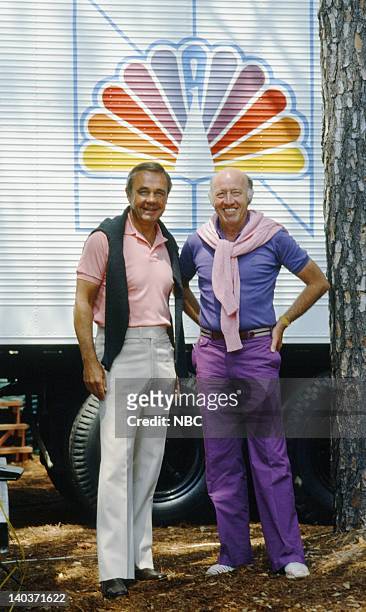 Pictured: Sportscasters Dick Enberg, Bud Collins in 1982-- Photo by: Art Seitz/NBC/NBCU Photo Bank