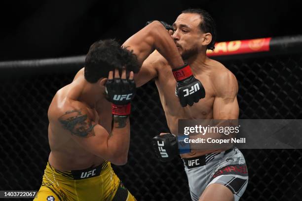 Danny Chavez faces Ricardo Ramos of Brazil in a featherweight fight during the UFC Fight Night event at Moody Center on June 18, 2022 in Austin,...