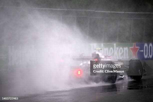 Zhou Guanyu of China driving the Alfa Romeo F1 C42 Ferrari in the wet during qualifying ahead of the F1 Grand Prix of Canada at Circuit Gilles...