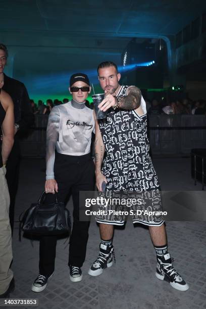 Everett Williams and Philipp Plein are seen at the presentation of the SS23 Plein Sport collection during the Milan Fashion Week S/S 2023 on June 18,...