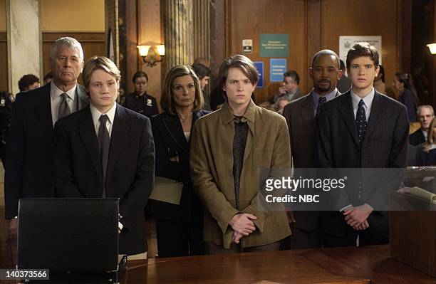 Gone" Episode 16 -- Pictured: Barry Bostwick as Attorney Oliver Gates, Teddy Eck as Doug Waverly, Susan Saint James as Attorney Monica Bradshaw, Paul...