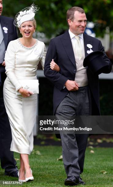 Lindsay Wallace and Peter Phillips attend day 5 of Royal Ascot at Ascot Racecourse on June 18, 2022 in Ascot, England.