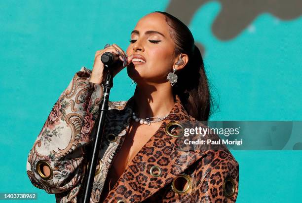 Snoh Aalegra performs at the 2022 Something in the Water Music Festival on Independence Avenue on June 18, 2022 in Washington, DC.