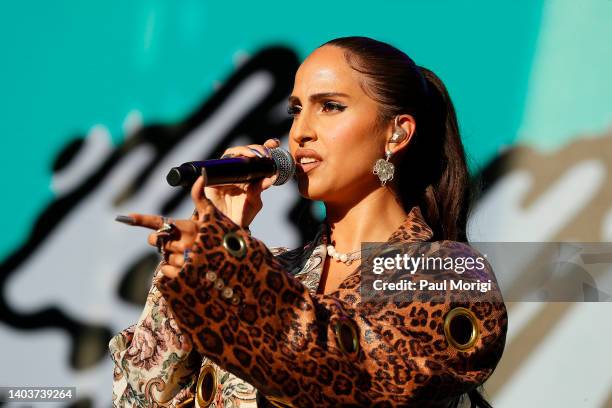 Snoh Aalegra performs at the 2022 Something in the Water Music Festival on Independence Avenue on June 18, 2022 in Washington, DC.