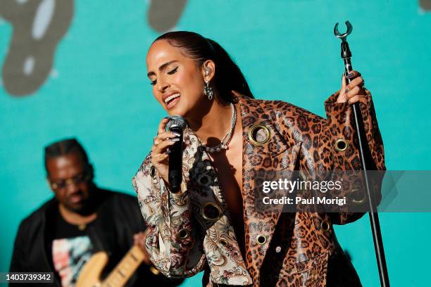 Snoh Aalegra performs at the 2022 Something in the Water Music Festival on Independence Avenue on June 18, 2022 in Washington, DC.