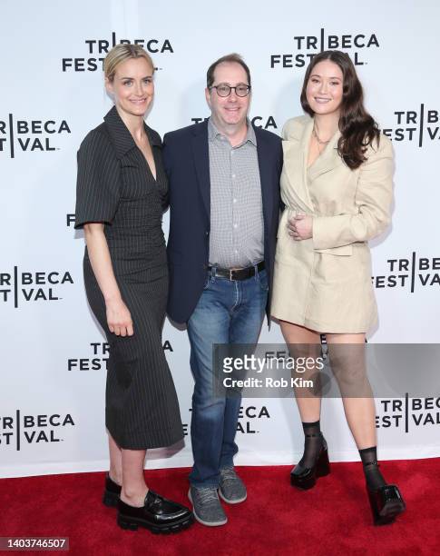 Taylor Schilling, executive producer Craig Silverstein, Katie Chang attend the premiere of "Pantheon" during the 2022 Tribeca Festival at SVA Theater...