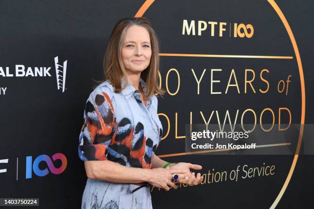 Jodie Foster attends MPTF's "100 Years Of Hollywood: A Celebration of Service" at The Lot Studios on June 18, 2022 in West Hollywood, California.