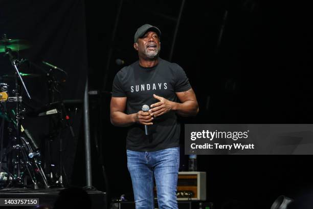 Singer-songwriter Darius Rucker performs as the opening act on the Brooks & Dunn: Reboot 2022 tour at Bridgestone Arena on June 18, 2022 in...