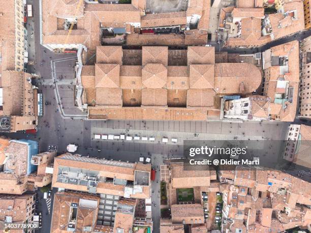 top down view of the ferrara historic center, italy - ferrara - fotografias e filmes do acervo