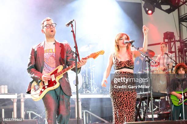 Jack Antonoff and Lauren Mayberry perform in concert during day 3 of the Bonnaroo Music & Arts Festival on June 18, 2022 in Manchester, Tennessee.