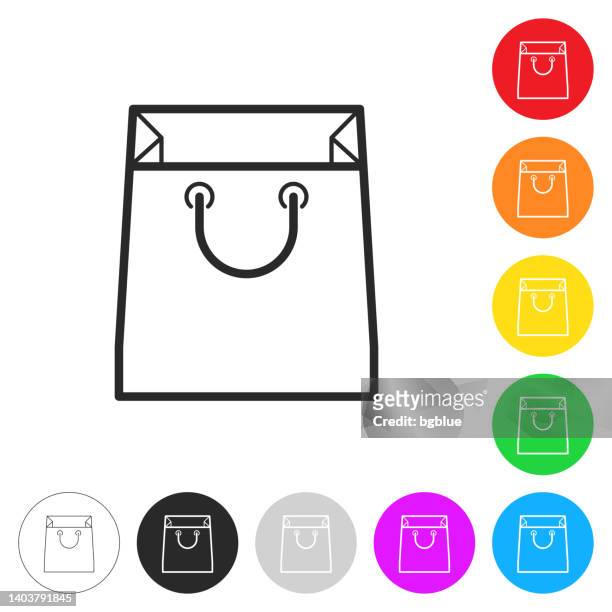 stockillustraties, clipart, cartoons en iconen met shopping bag. icon on colorful buttons - goodie bag
