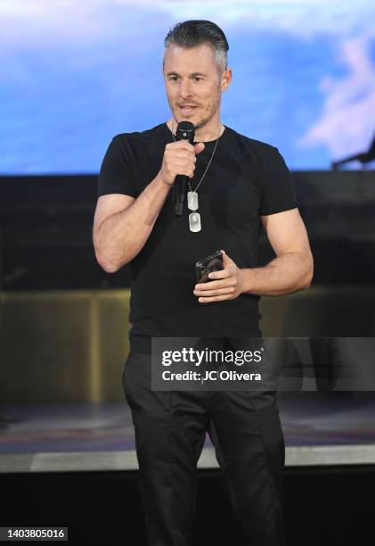 Christopher Bates attends Top Gun x Christopher Bates collection launch event at Nightingale Plaza on June 18, 2022 in Los Angeles, California.