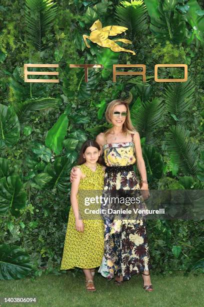 Anna Rocca and Silvia Grilli are seen on the front row at the Etro fashion show during the Milan Fashion Week S/S 2023 on June 19, 2022 in Milan,...