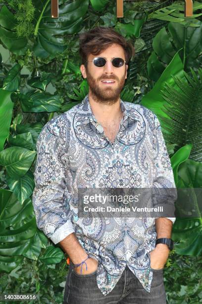 Nicolò De Vitiis aka Divano is seen on the front row at the Etro fashion show during the Milan Fashion Week S/S 2023 on June 19, 2022 in Milan, Italy.
