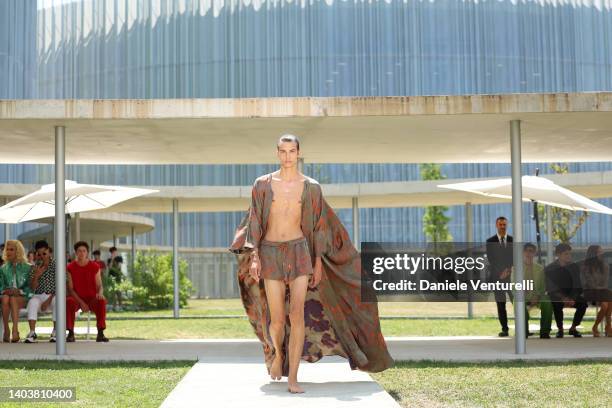 Model walks the runway at the Etro fashion show during the Milan Fashion Week S/S 2023 on June 19, 2022 in Milan, Italy.