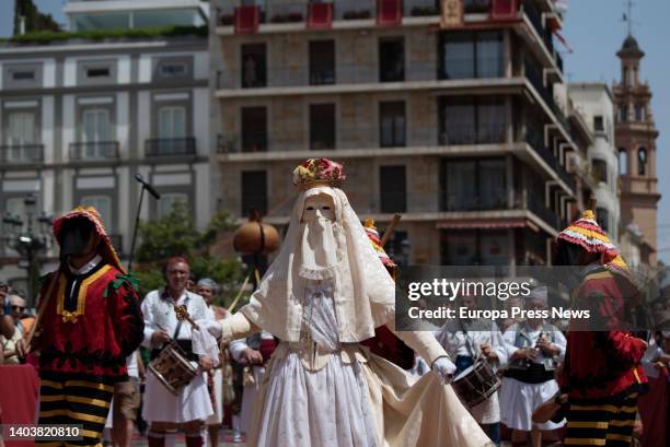 Dance of the Moma during the celebration of Corpus Christi in the center of Valencia, on 19 June, 2022 in Valencia, Valencian Community, Spain....