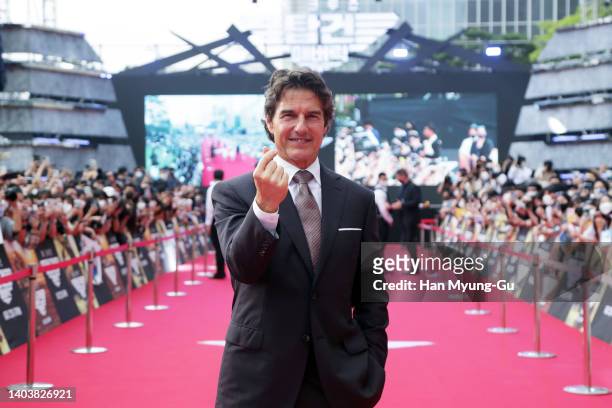 Tom Cruise attends the Korea Red Carpet for "Top Gun: Maverick" at Lotte World on June 19, 2022 in Seoul, South Korea.