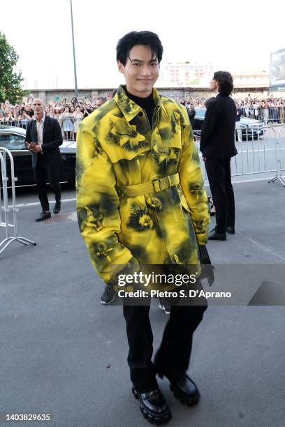 Metawin Opas-iamkajorn arrives at the Prada fashion show during the Milan Fashion Week S/S 2023 on June 19, 2022 in Milan, Italy.