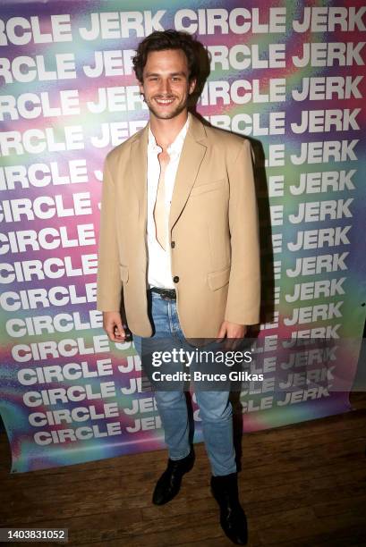 Brandon Flynn poses at a Special NYC Pride Performance the new play "Circle Jerk" at The Connelly Theatre on June 18, 2022 in New York City.