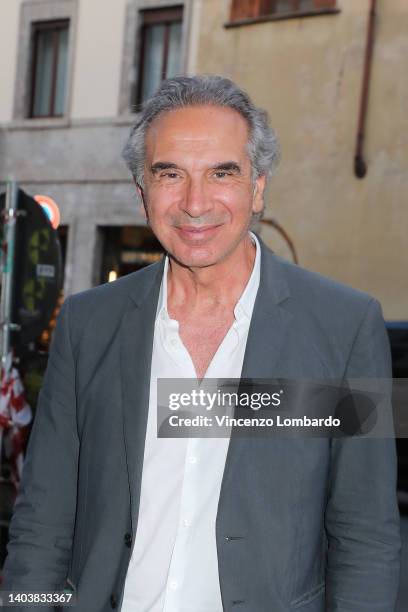 Carlo Capasa is seen during the Milan Fashion Week S/S 2023 on June 18, 2022 in Milan, Italy.