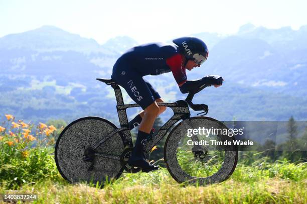 Geraint Thomas of The United Kingdom and Team INEOS Grenadiers sprints during the 85th Tour de Suisse 2022 - Stage 8 a 25,6km individual time trial...
