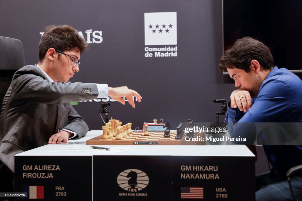 Alireza Firouzja of France and Hikaru Nakamura of the United States News  Photo - Getty Images