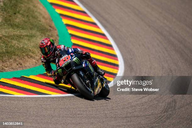 Fabio Quartararo of France and Monster Energy Yamaha MotoGP rides during the race of the MotoGP Liqui Moly Motorrad Grand Prix Deutschland at...